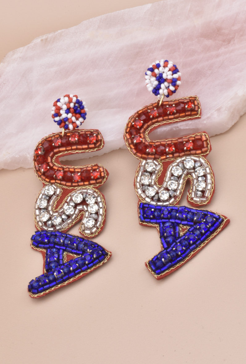 USA Beaded Earrings