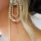 Oval Rhinestone Fringe Earrings