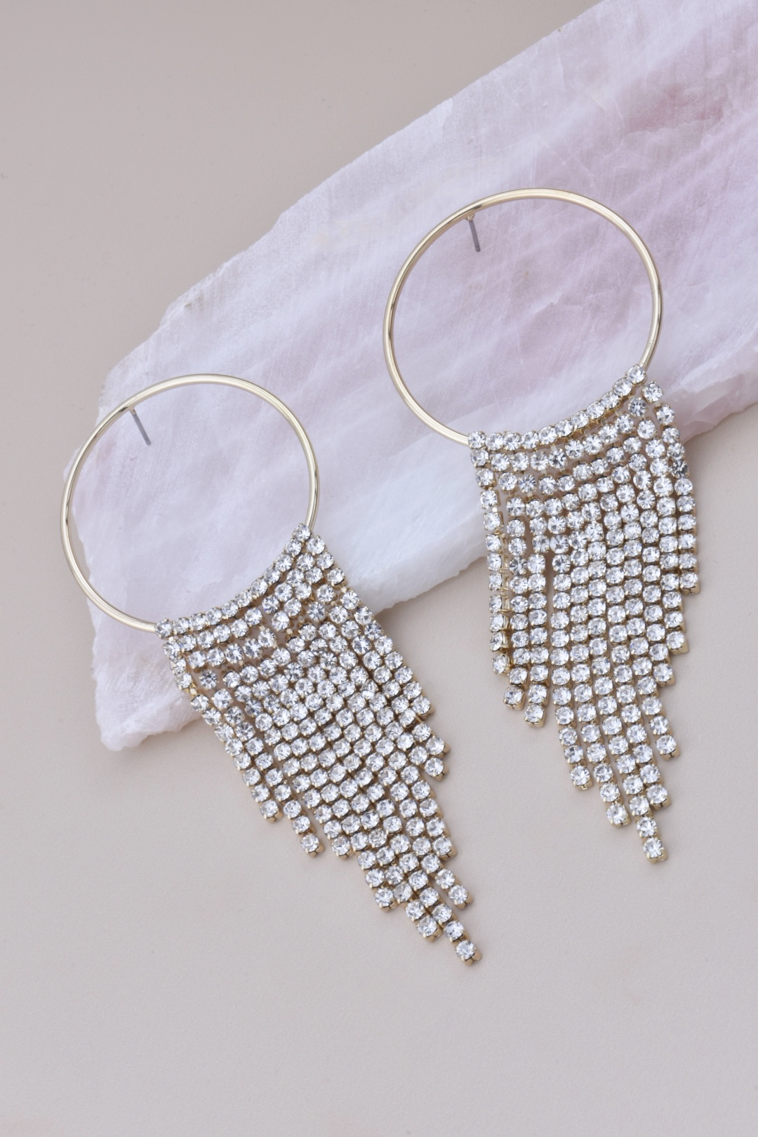 Taylor Rhinestone Fringe Chandelier Earrings