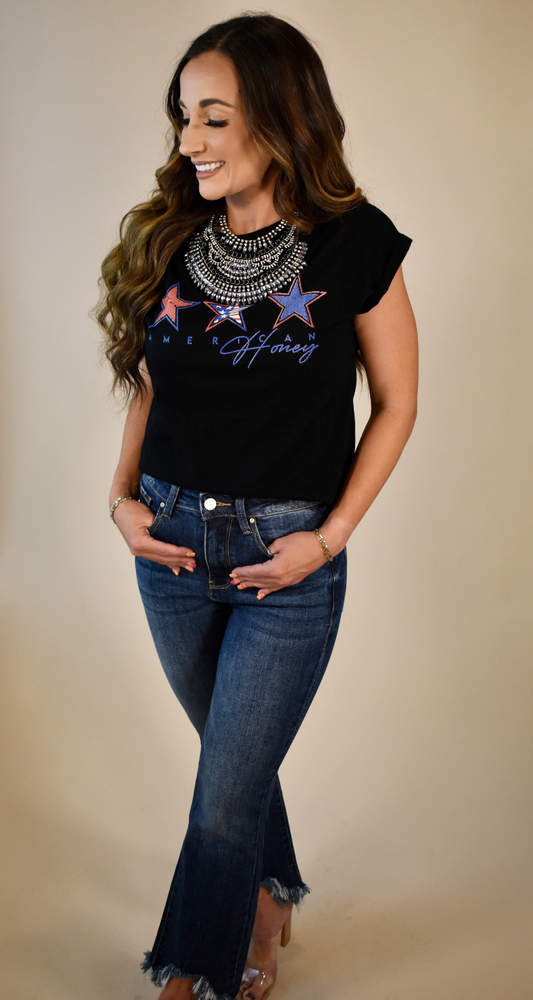 American Honey Black Graphic Tee