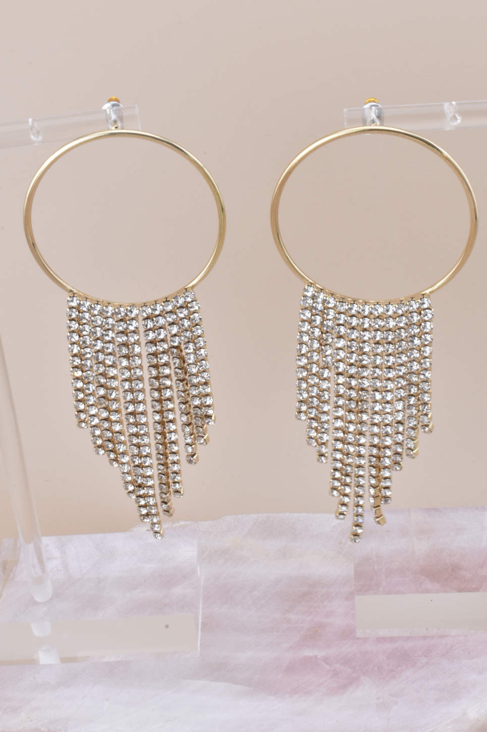 Taylor Rhinestone Fringe Chandelier Earrings