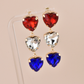 Patriotic Rhinestone Heart Earrings