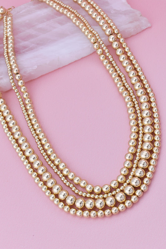 Gold Layered Ball Bead Necklace