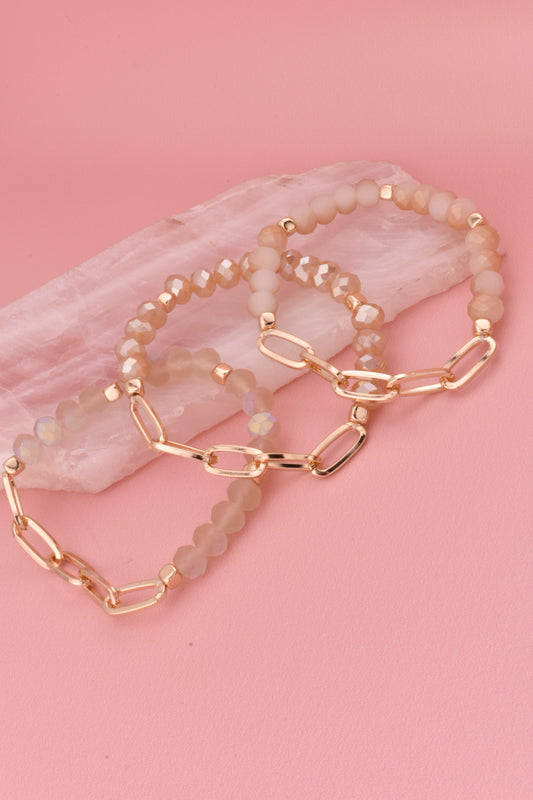 Neutral Bead & Chain Bracelet Set