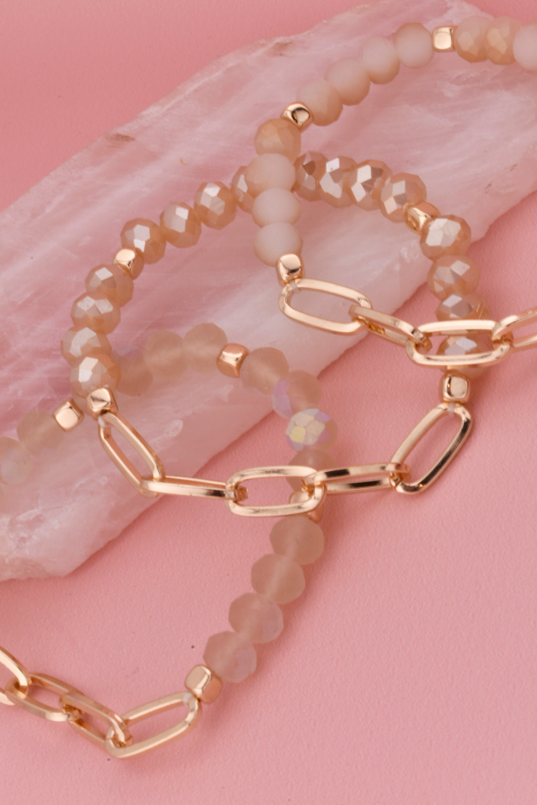 Neutral Bead & Chain Bracelet Set