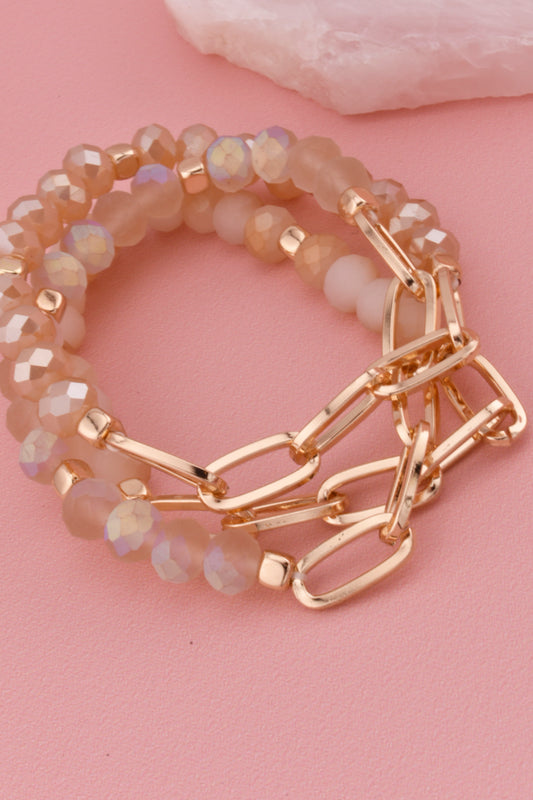 Neutral Bead & Chain Bracelet Set