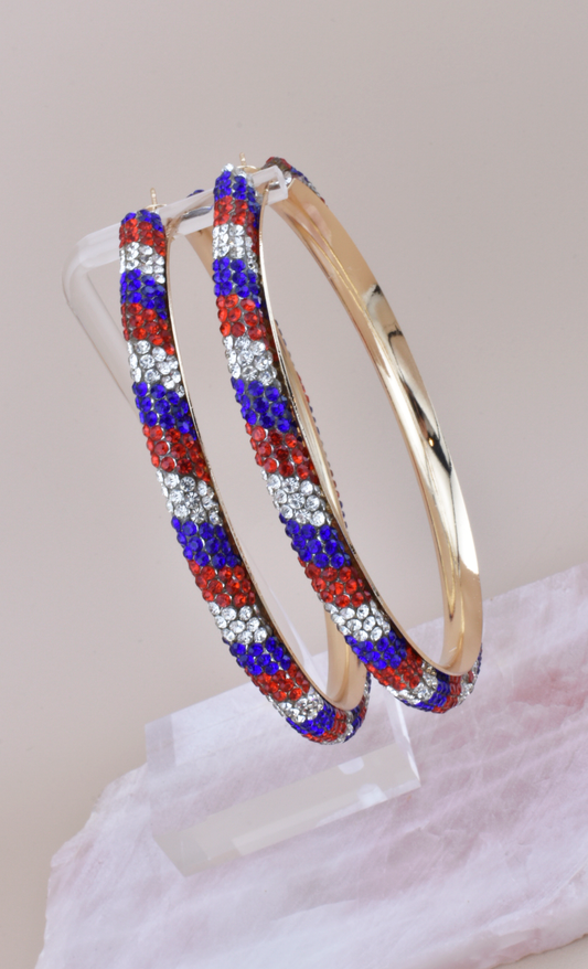 Patriotic Rhinestone Hoops