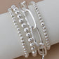 Silver Metal Ball & Chain Bracelet Set