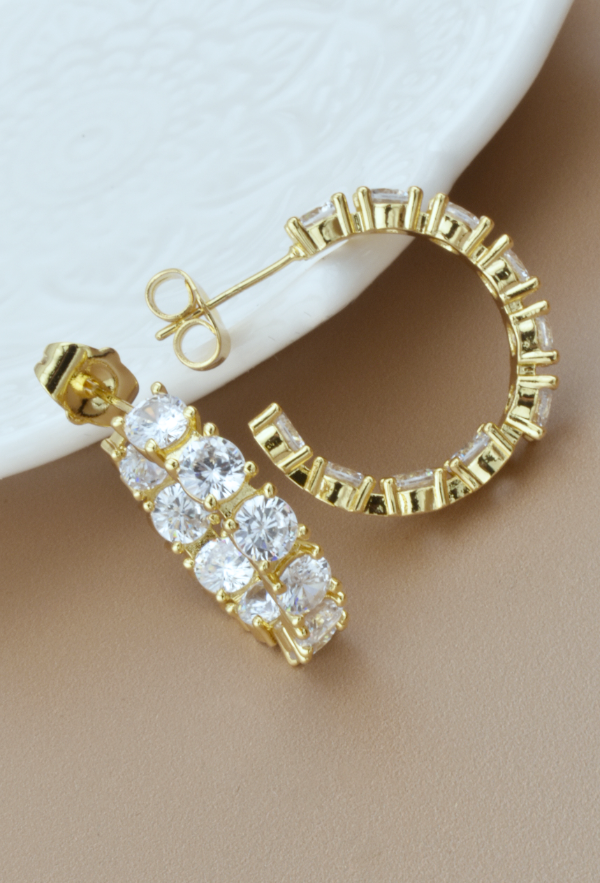 Gold Rhinestone Hoops