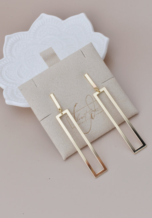 Modern Rectangle Cutout Drop Earrings