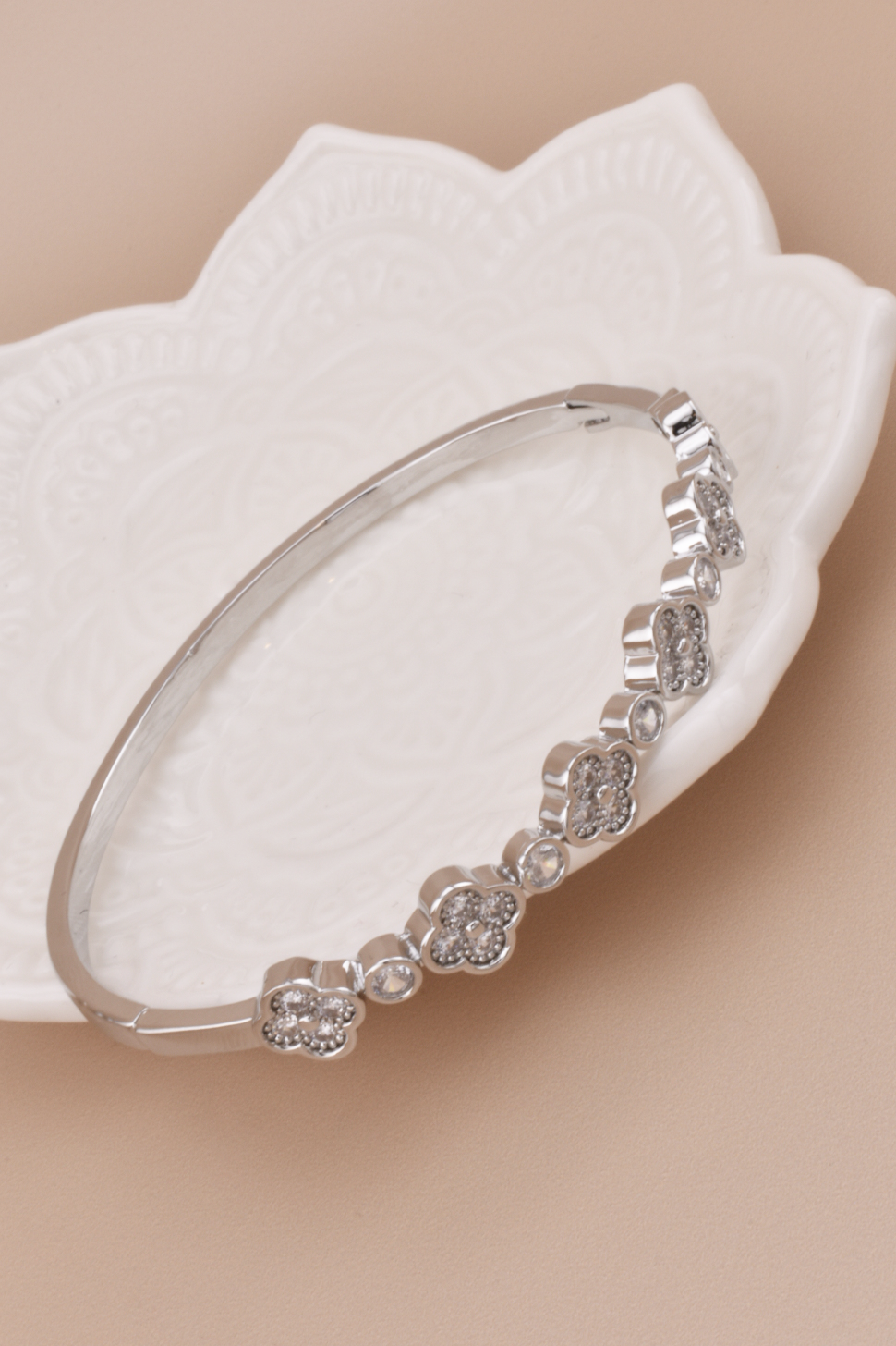 Clover & Studs Silver Rhinestone Bangle