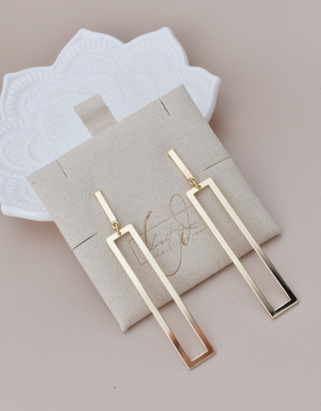 Modern Rectangle Cutout Drop Earrings