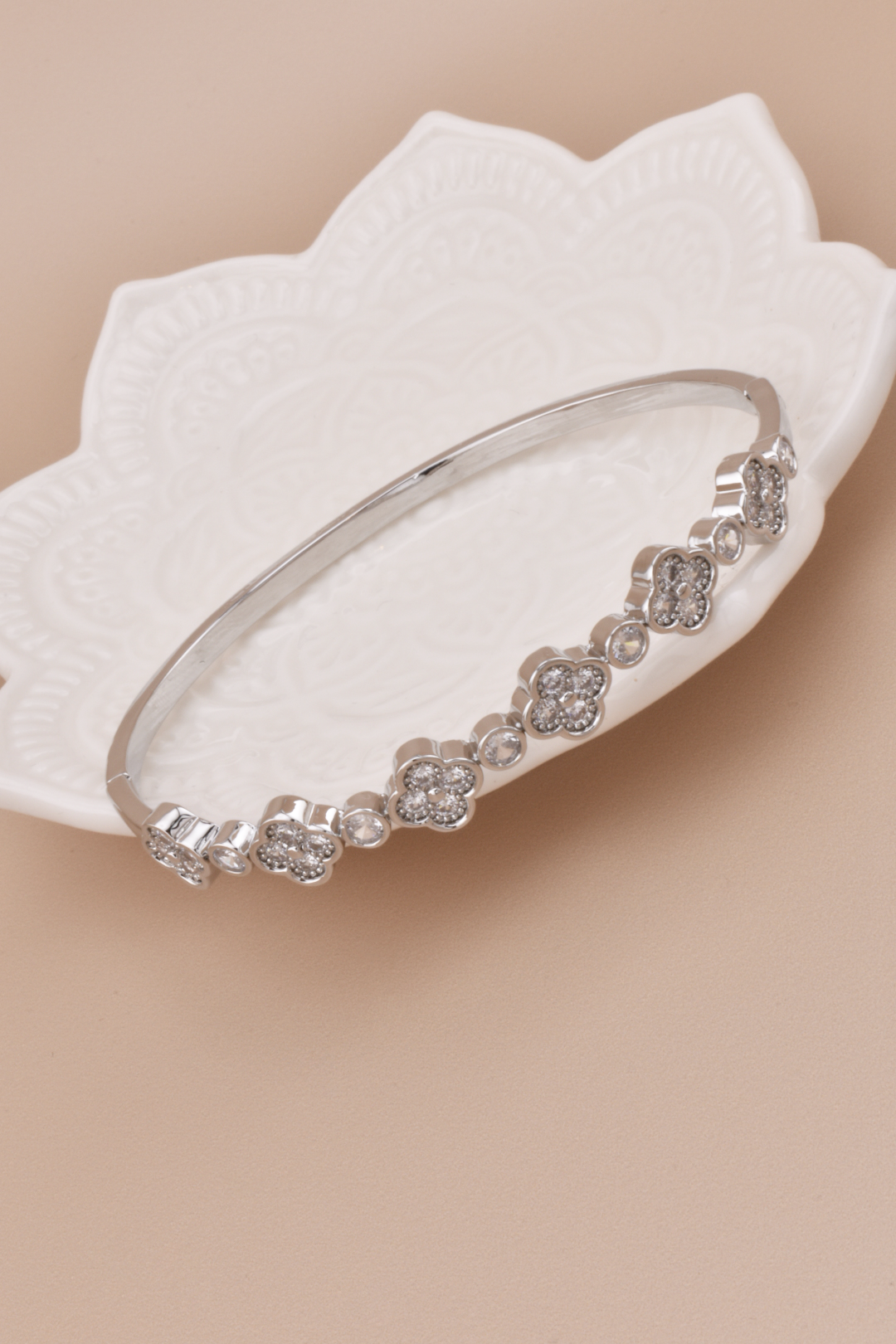 Clover & Studs Silver Rhinestone Bangle