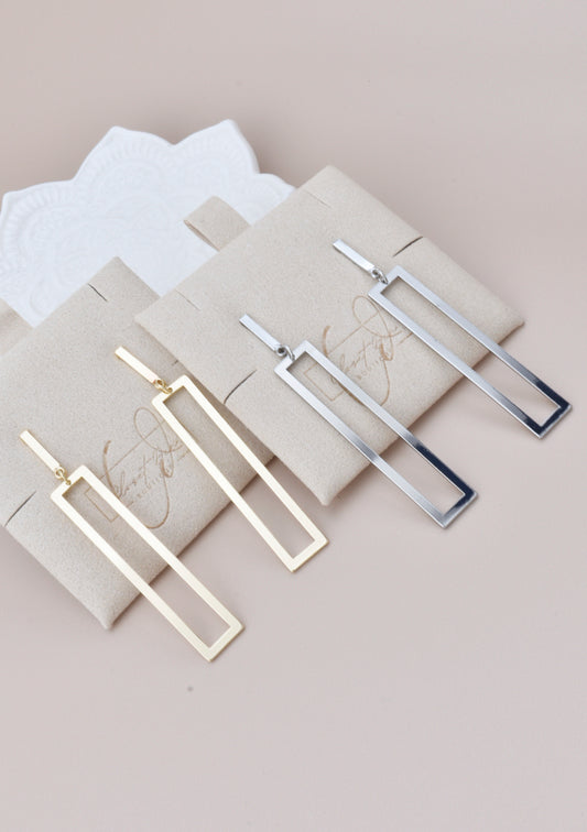 Modern Rectangle Cutout Drop Earrings