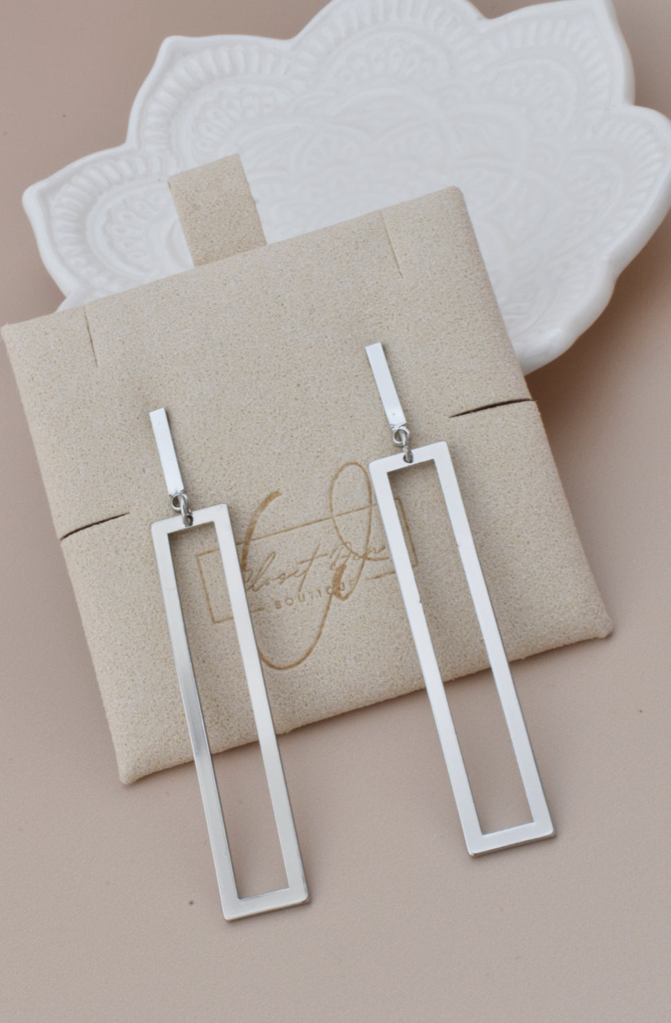 Modern Rectangle Cutout Drop Earrings