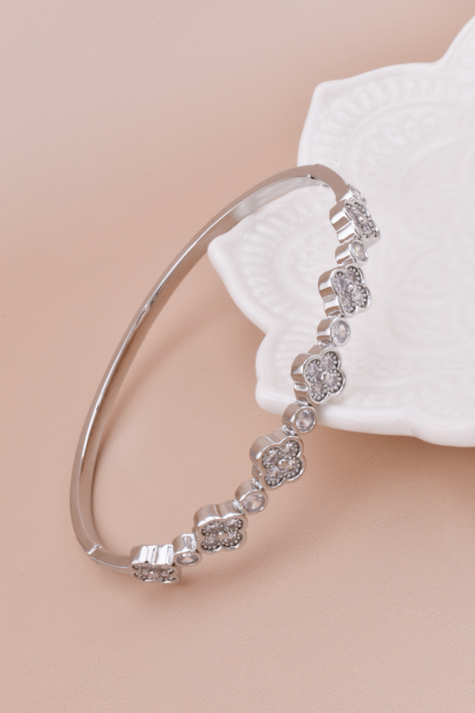 Clover & Studs Silver Rhinestone Bangle