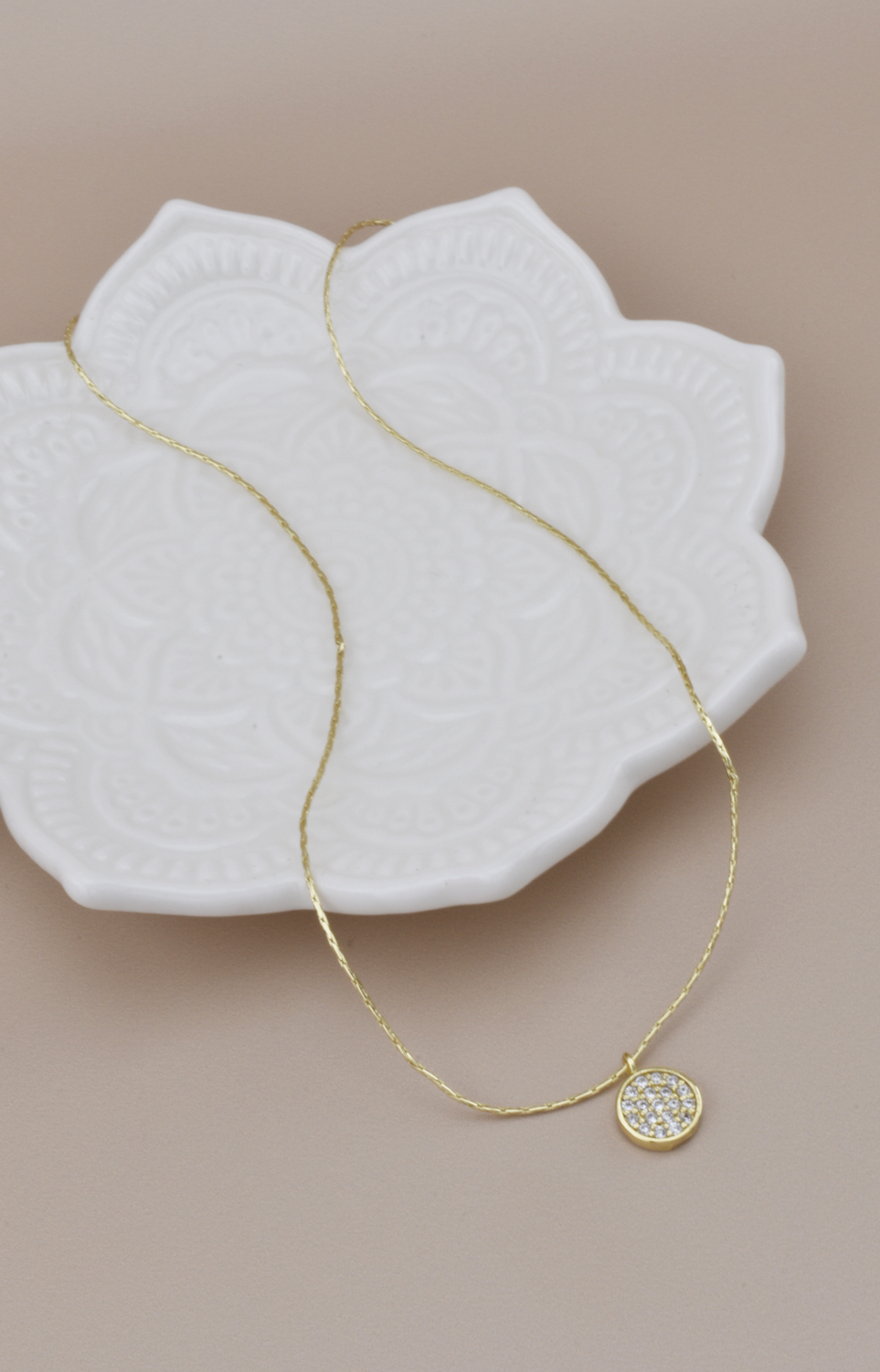 Dainty Gold Rhinestone Coin Necklace