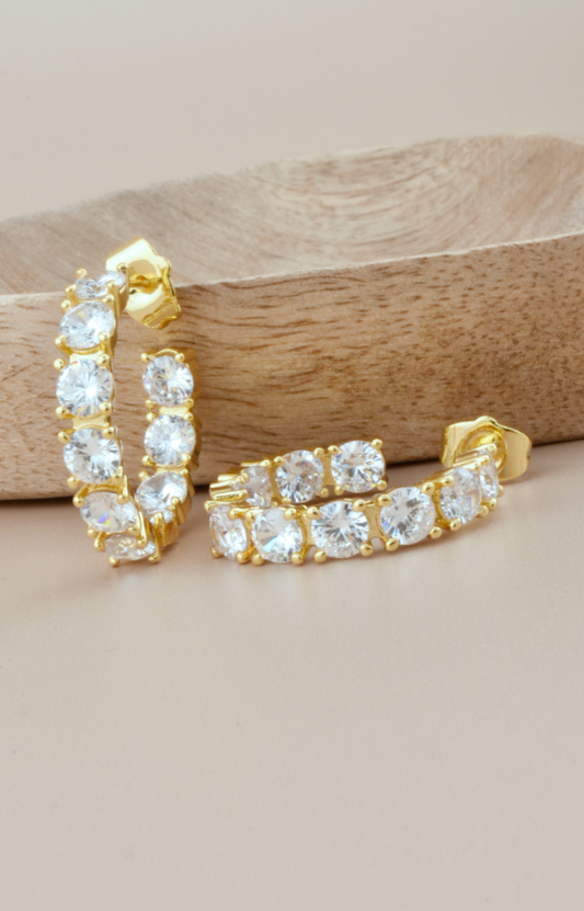 Gold Rhinestone Hoops