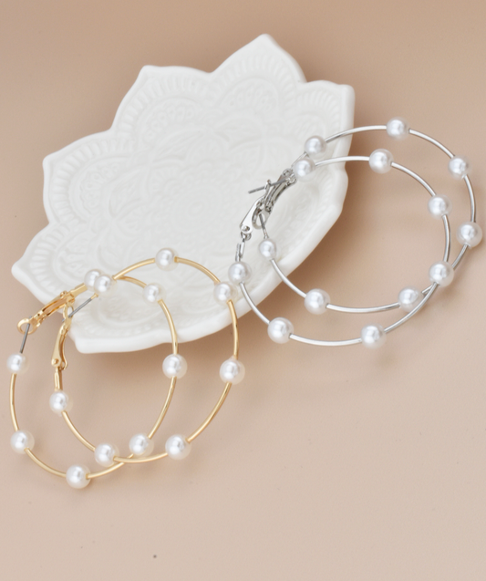 Tess Pearl Hoops