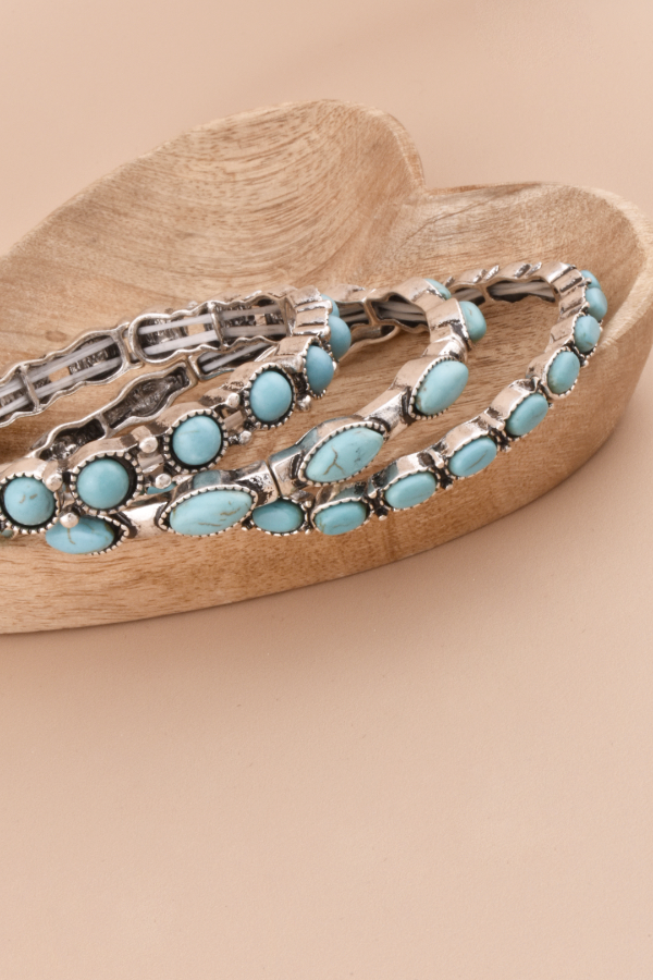 Turquoise Stone Stacked Bracelets