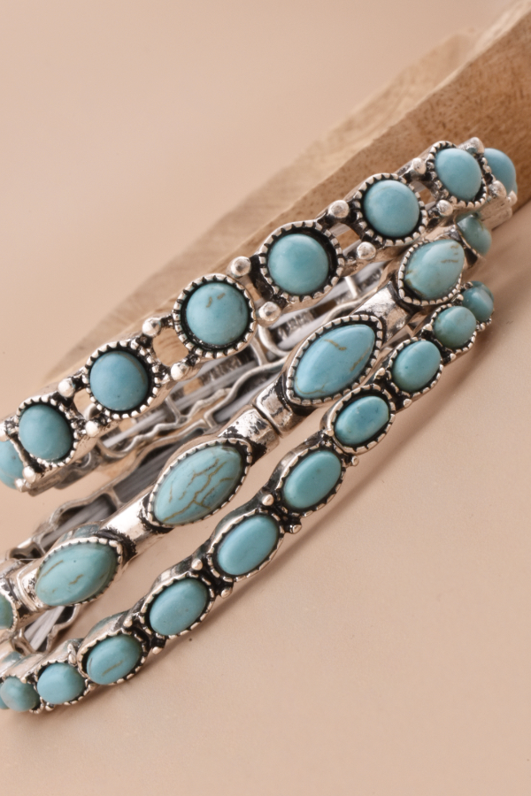 Turquoise Stone Stacked Bracelets