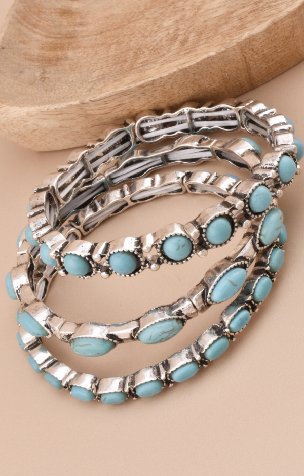 Turquoise Stone Stacked Bracelets