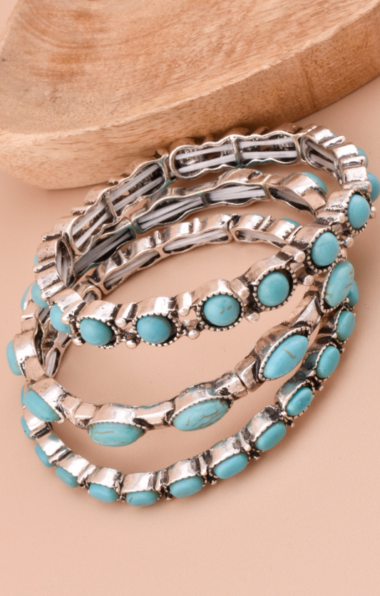 Turquoise Stone Stacked Bracelets