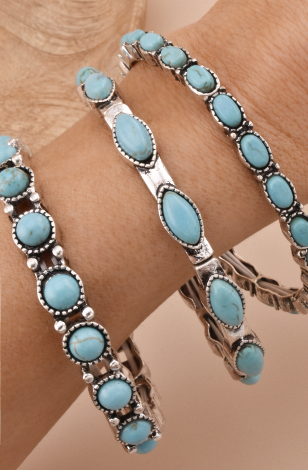 Turquoise Stone Stacked Bracelets