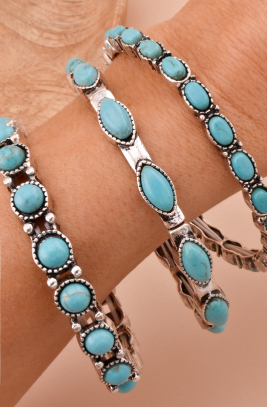 Turquoise Stone Stacked Bracelets