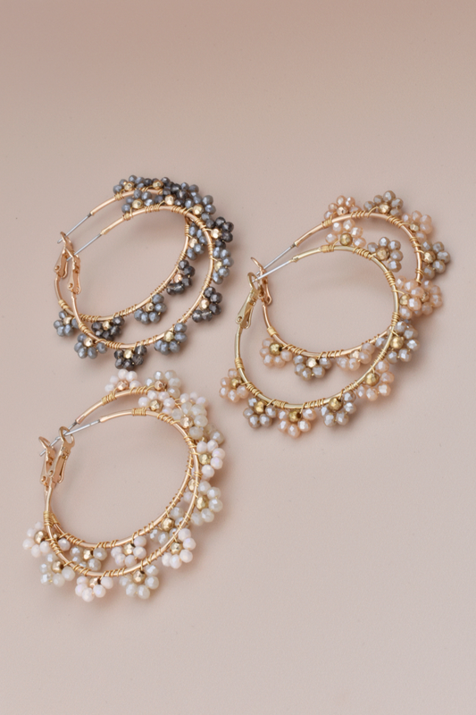 Kinsley Beaded Flower Hoops