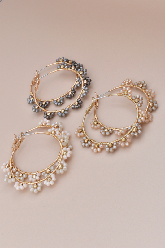 Kinsley Beaded Flower Hoops