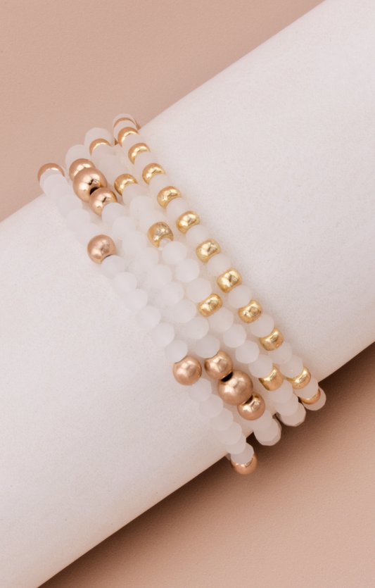 White Stackable Bracelets