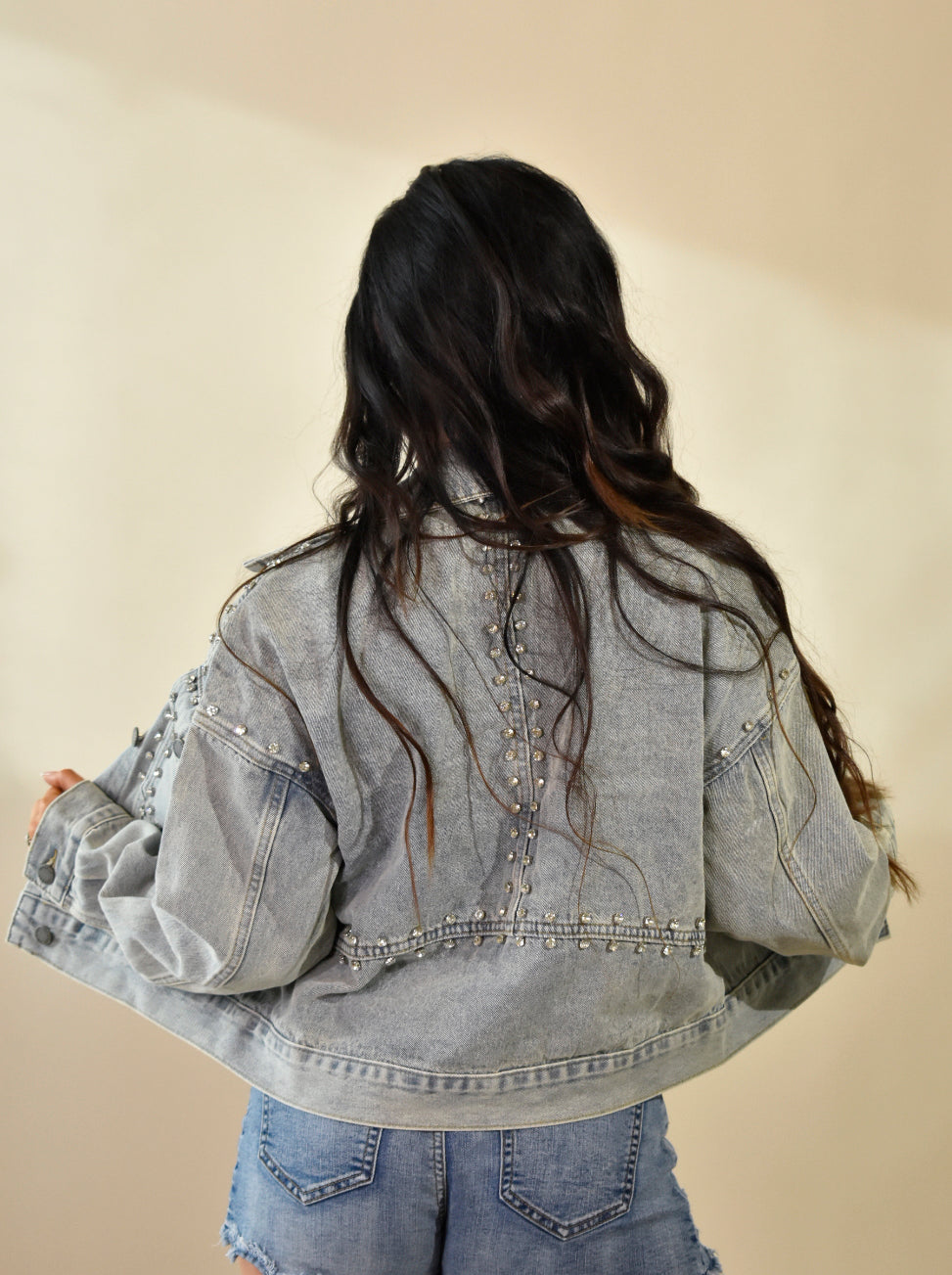 Audrie Rhinestone Denim Jacket