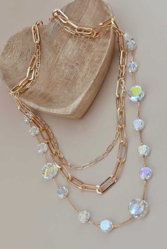 Layered Stones & Chains Necklace