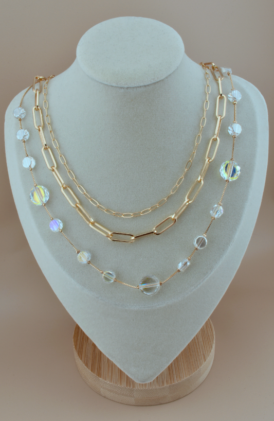 Layered Stones & Chains Necklace