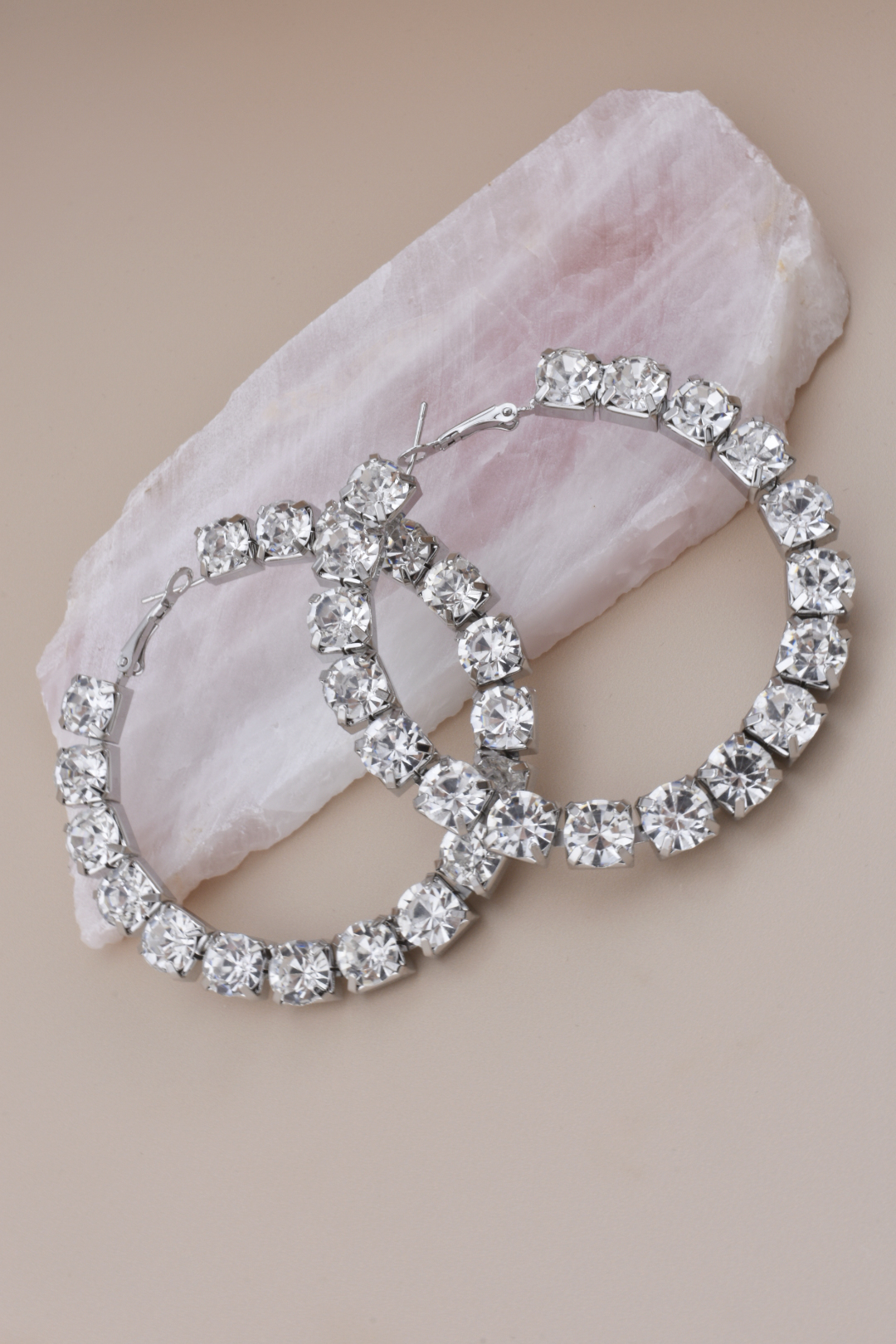 Scheana Silver Rhinestone Hoops
