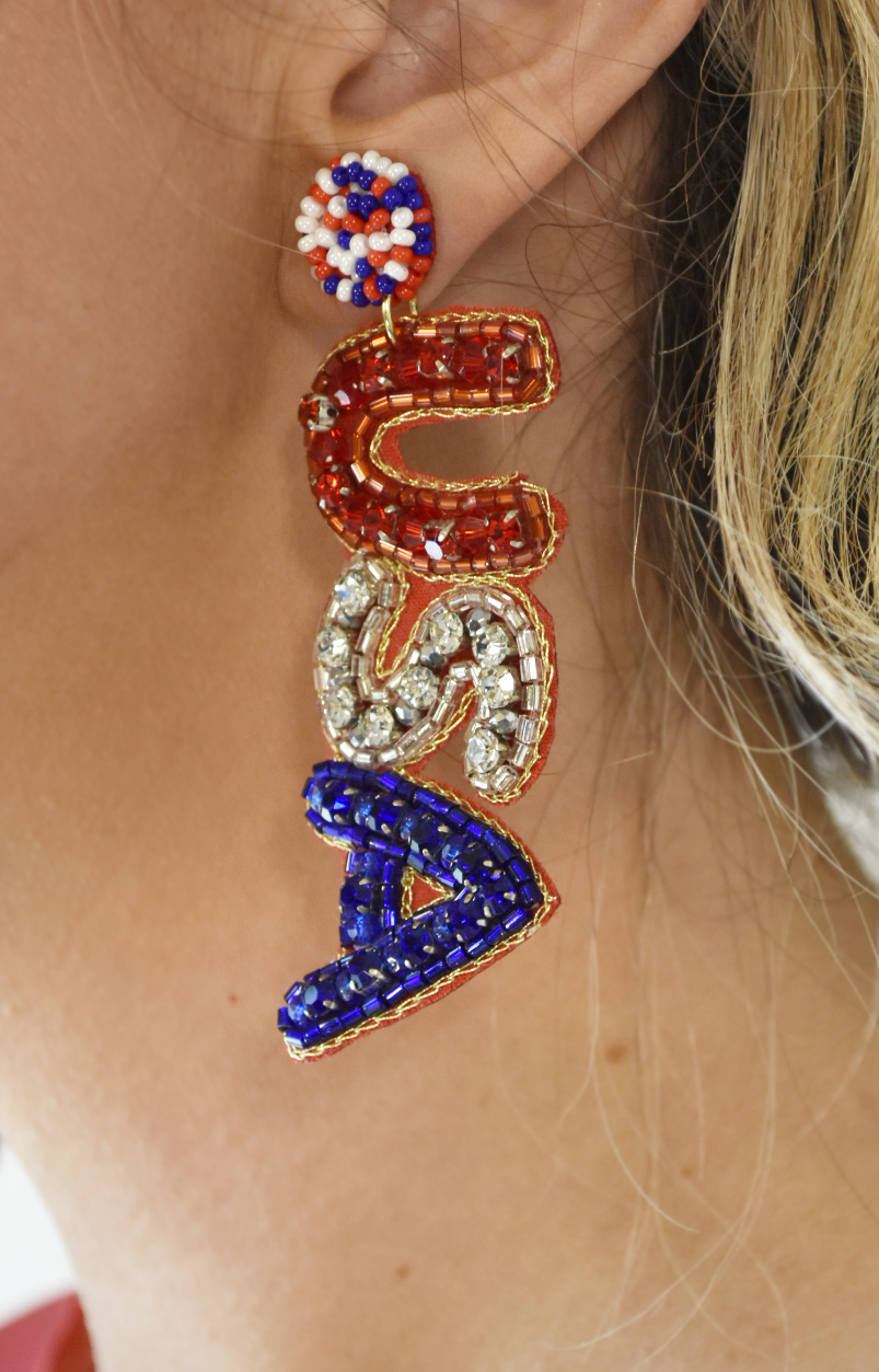 USA Beaded Earrings