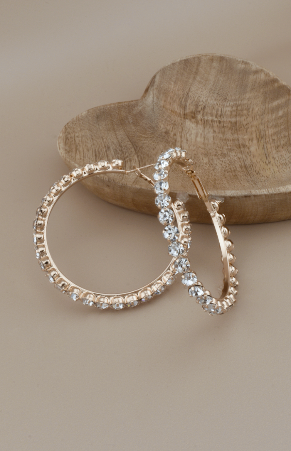 Gold Large Rhinestone Hoops