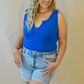 Front V-Cut Classic Blue Tank Bodysuit