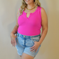 Front V-Cut Hot Pink Tank Bodysuit