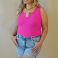 Front V-Cut Hot Pink Tank Bodysuit