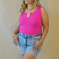 Front V-Cut Hot Pink Tank Bodysuit