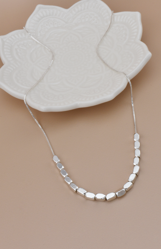 Silver Julia Dainty Bead Necklace