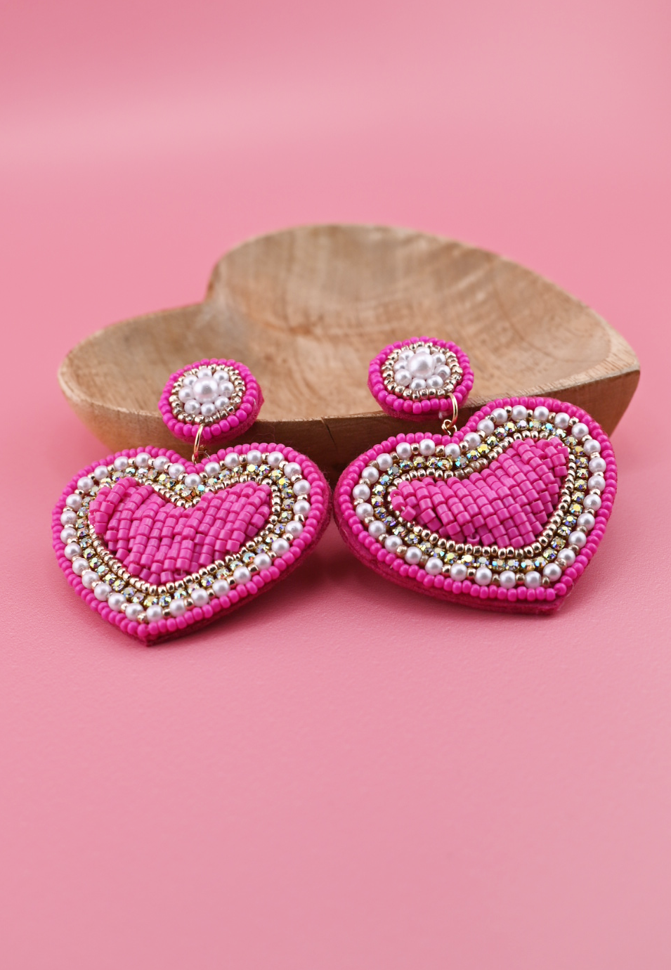 Hot Pink Heart Earrings