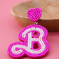 Pink B Beaded Earrings