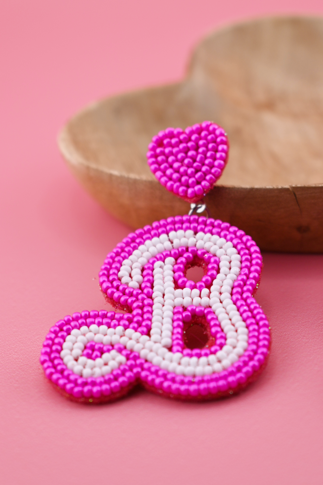 Pink B Beaded Earrings