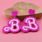 Pink B Beaded Earrings