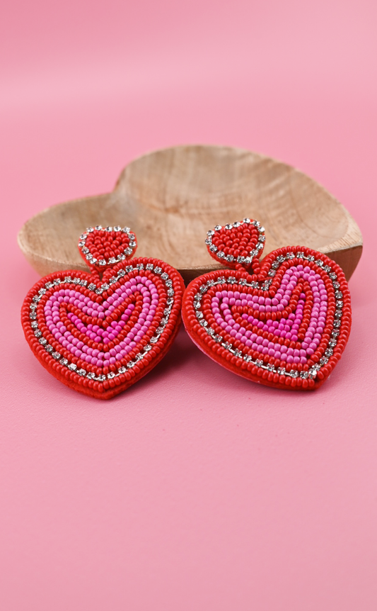 Red & Pink Heart Earrings