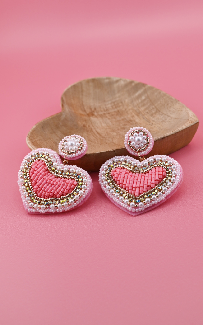 Light Pink Heart Earrings