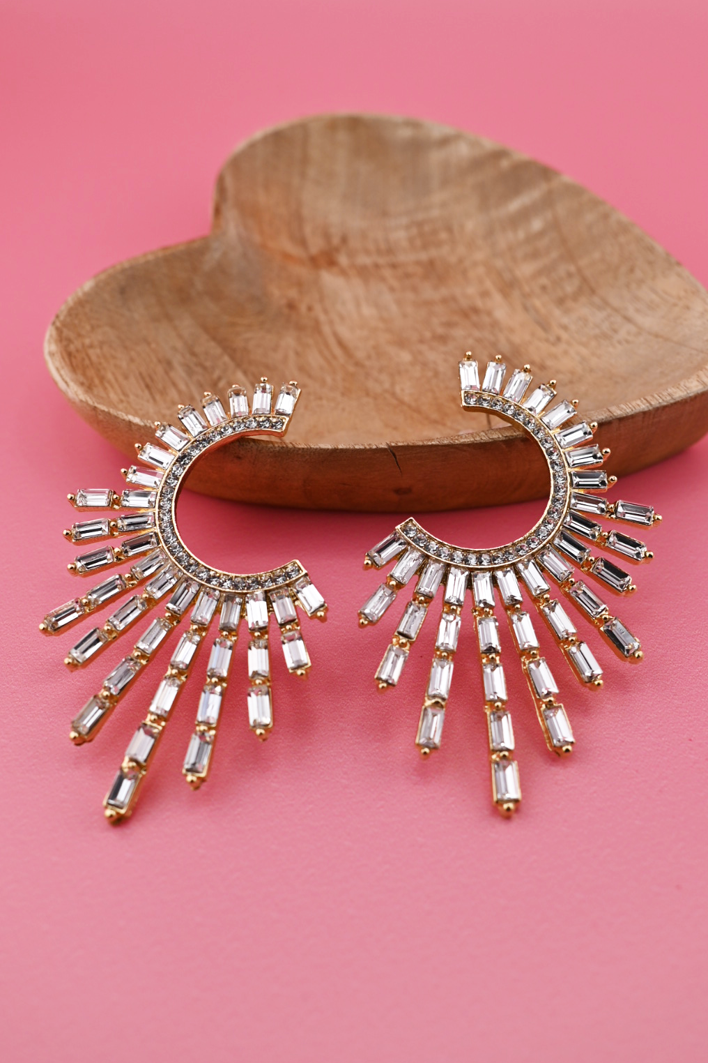 Large Sunburst Rhinestone Earrings